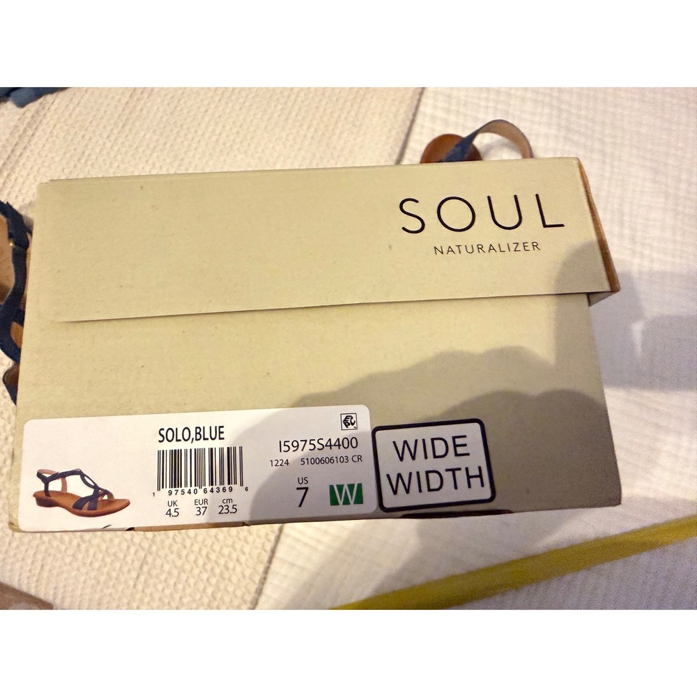 Soul Naturalizer Solo Blue Strappy Wedge Sandals Womens 7 W Wide Comfort - Picture 4 of 4